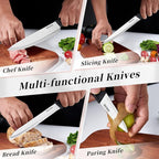 Knife Set, 6-Piece Kitchen Knife Set, German High Carbon Stainless Steel, Durable & Easy Clean Knife Block, Black