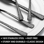 49-Piece Black Silverware Set with Organizer, Food-Grade Stainless Steel Black Flatware for 8, Cutlery Utensil Sets with Steak Knives, Rust-proof, Mirror Polished, Dishwasher Safe, Tree Pattern