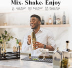 BARE BARREL® Mixology Bartender Kit Bar Set | 14-Piece Cocktail Shaker Set | Martini Barware Mixing Tools for Home Bartending | 35 Recipe Cards | Gift Set (28oz Boston Shaker, Gold/Black)