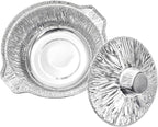 Frcctre 10 Pcs Disposable Aluminum Pot with LidS, Disposable 2 Liter Round Aluminum Foil Pan Food Container for Camping Vacation Trips Picnic Heating Cooking