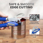 Zulay Kitchen Heavy Duty Stainless Steel Can Opener Manual with Bottle Opener - Rust Proof Manual Can Opener With Turn Knob & Comfy Soft Grip Handles - Royal Blue