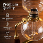 Siphon Coffee Maker, Heat-Resistant Glass Vacuum Coffee Brewer 5-Cup (600ml) with Alcohol Burner, Adjustable Buffer Clamp, Stainless Steel Bracket Base for Coffee Aficionados