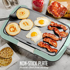 OVENTE Electric Griddle with 16 x 10 Inch Flat Non-Stick Cooking Surface, Removable and Adjustable Temperature Control, Indoor Grill for Instant Breakfast, Pancakes, Eggs or Burgers, Blue GD1610LBL