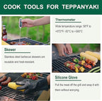 Grilljoy 46PC Griddle Accessories Set with Robust Plastic Handle, All-in-One Griddle Tools Kit for Flat Top Grills Teppanyaki Hibachi, Stainless Steel Grill Spatula Kit for Outdoor Camping Grilling