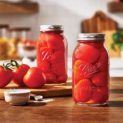 Ball Regular Mouth Glass Mason Jars with Lids and Bands, Used for Canning (Quart, 32 Ounce (Pack of 4))