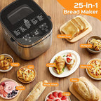 2.5LB Bread Maker with Built-in Electronic Scale, 25-in-1 Bread Machine, Beginner-Friendly with Adjustable Baking & Fermentation, Non-Stick Easy-Clean Pan, Quiet, 15H Delay, Recipes, White