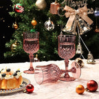 XUWAIDSGN 48 Pcs 7oz Plastic Vintage Wine Glasses Drinking Glasses Unbreakable Wedding Glassware Crystal Water Goblets Reusable Drinkware Vintage Champagne Flutes (48, Rose Gold)