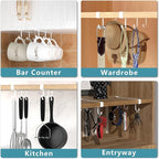 ECROCY Coffee Mug Holder Under Cabinet, 3pcs Coffee Cup Holder Only Fits Flat Shelf Without Any Lip, Clip-On Mug Hooks No Drilling Free Damage