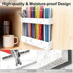 9.5” Large Acrylic Straw Holder for Cabinet Door, Reusable Adjustable Two-Part Straws Organizer with Ultra Sticky Adhesive Strips, 2026 Straw Storage for Kitchen Cupboard (Marble Color)