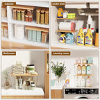 Criusia 4 Set Pantry Organizers and Storage with Bamboo Lids, Stackable Clear Bins for Onion, Potato, Fruit, Vegetables, Trash Bag Dispenser, Kitchen and Under Sink Organizer