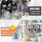2 Pack Tumbler Lid Organizer, Horizontal Tumbler Lid Storage Hook to Hold Up 20 Lids, Space Saving Cup Lid Holders Under Cabinet Tumbler Lid Hook for Kitchen Organizer, Paper Towel Rack Hanger (Black)