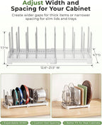 EVERIE Adjustable Bakeware Organizer Pot Lid Holder Rack for Pots, Cake Molds, Cutting Boards, Mats, Cookware, GS02SS, Pack of 2