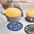 SMARTAKE 3 Set Silicone Trivet Mats, Multi-Use Carved Trivet Mat, Insulated Non-Slip Durable Kitchen Mats, Flexible Modern Kitchen Table Mat, for Hot Dishes, Pots, Dining Countertop, Black