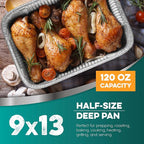 Aluminum Pans 9x13 [10 Pack] Aluminum Foil Trays - Disposable for Baking, BBQ Grilling, Roasting, Cake Serving Dishes, Catering Supplies, Steam Table Chafing Pans, Half Size Tin Foil Pan