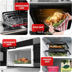EATEX 8-Piece Deep Glass Casserole Dishes for Oven with Plastic Lids, Glass Baking Dishes for Oven, Rectangular Bakeware for Lasagna, Cooking, Leftovers, Kitchen, Freezer to Oven Dishwasher Safe