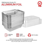 2 Lb Small Aluminum Pans with Lids (100 Pack) Foil Pan + Clear Plastic Lid, Disposable Cookware, Takeout Trays with Lids - to Go Disposable Food Containers for Restaurants & Catering, Stock Your Home
