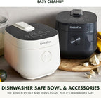 GreenPan Rice Cooker, 8 Cups Cooked (4 Uncooked), Low-Carb & Soup Mode,10 ONE-TOUCH Cooking Presets, PFAS-Free Ceramic Steamer Basket, Fuzzy Logic, Auto Keep Warm, Oats, 24HR Delay Timer, Cream