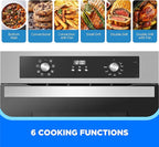Midea 24" Mechanical Single Wall Oven, 2.5 Cu. Ft.-Capacity, Built-in Oven with 8-in-1 Cooking Modes, Stainless Steel