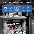 ORYMUSE 3.2 Cu.Ft Beverage Refrigerator, 130 Can Mini Fridge with Glass Door & Digital Temperature Control, Compressor Cooling Freestanding Cooler for Soda, Beer, Wine, Home, Office & Bar - Black