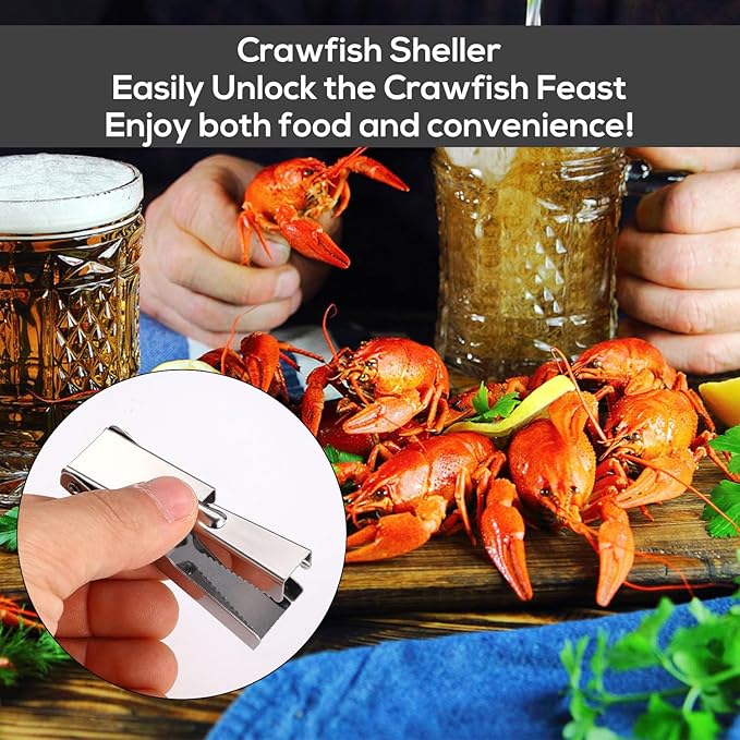 4pcs Crayfish Peeler Tool, Stainless Steel Crawfish Sheller Device Quick Shrimp Tails Remover Tool Practical Gadget Accessories for Kitchen Restaurant Outdoor Events (Silver)
