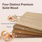 Book Cutting Board Set of 4,Solid Wood Cutting Board Library with Magnetic Knife Stand and Food Labels,Kitchen Countertop Chopping Boards for Bread,Cheese,Fish,Meat,Fruits and Vegetables,No Knives(4)