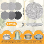 8" Trivets for Hot Dishes, 6 Pack Hot Pads for Kitchen Counter & Dining Table, Heat Resistant | Scratches | Stains Cotton Trivets for Hot Pots and Pans