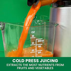 Omega Wide Mouth Juicer Compact Vertical Cold Press Vegetable and Fruit Juice Extractor with 3-Inch Hopper 2-Speed Slow Juicing with Space Saving Design, 120-Watts, Black