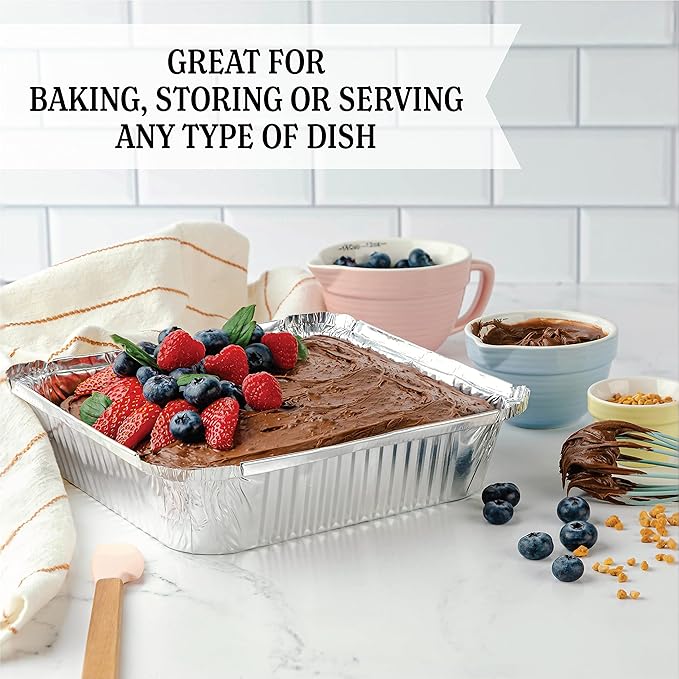 PLASTICPRO Disposable 9'' X 9'' X 2'' Inch Square Aluminum Tin Foil Baking Pans Bakeware - Cookware Perfect for Baking Cakes, Breads, Brownies, Bread, Meatloaf, Lasagna, Pack of 50