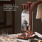 Aarke Carbonator lll with CO2 Cylinder, Sparkling & Carbonation Water Machine, Stainless Steel with PET BPA-Free Reusable Bottle Volume 1L/34 fl oz (Copper)