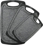 Plastic Cutting Board, 3 Pieces Dishwasher Safe Cutting Boards with Juice Grooves, Easy Grip Handle, Non-Slip, with Grinding Area for Grinding Garlic and Ginger（Dark Grey, XL）