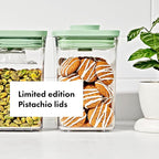 OXO Good Grips Airtight POP Container | Pistachio | Push Button Seal | For Sugar & Flour | 3 Containers with Mini Scoops, Pack of 2