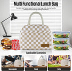 douyadady Lunch Bag Women/Men Lunch Box Women/Men (Khaki+White Checkerboard)