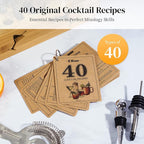 X Home Bartender Kit with Stand, Cocktail Shaker Set for Enthusiasts and Beginners | Includes Martini Shaker, Easy-to-Measure Jigger, Hawthorne Strainer, Mixing Spoon and More, Bartender Kit Gifts
