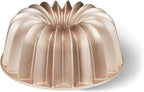 KITESSENSU Non-Stick Cake Pan, 9.5-Inch Aluminum Cake Mold, 8 Cup Fluted Heavy Duty Tube Pan, Durable Rust & Scratch-Resistant, Baking Mold for Jello, Gelatin, Chocoflan, Flan, French Wreath,Gold