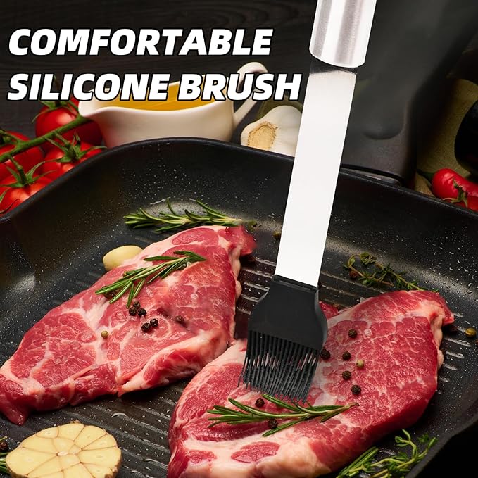 Grilling Accessories - BBQ Accessories 4pc Heavy Duty Grill Accessories Barbecue Grilling Tools Utensils Set with Spatula, Fork, Brush, Tongs Kit Ideal Gift for Father Men Husband Birthday