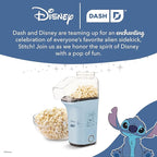 Disney Dash Fresh Pop Popcorn Maker - Oil-Free, Air Popcorn Popper - With Measuring Cup & Recipe Guide - Perfect for Movie Nights - 16 Cups, Stitch
