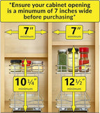 LYNK PROFESSIONAL® Élite™ Pull Out Spice Organization for Cabinets - 6-3/8 inch Wide – Spice Rack for Inside Cabinets – Wood/Chrome - Sliding Spice Rack Organizer for cabinet – Spice Rack - 2 Tier