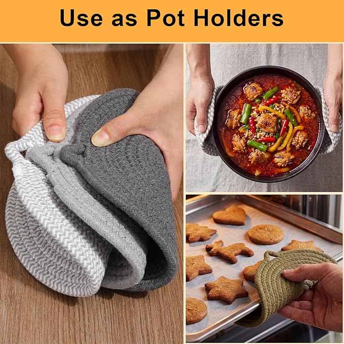 8" Trivets for Hot Dishes, 6 Pack Hot Pads for Kitchen Counter & Dining Table, Heat Resistant | Scratches | Stains Cotton Trivets for Hot Pots and Pans
