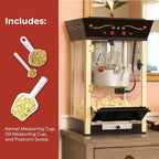 Nostalgia Popcorn Maker Machine - Professional Cart With 8 Oz Kettle Makes Up to 32 Cups - Vintage Popcorn Machine Movie Theater Style - Black