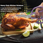 CGBE Kitchen Scissors All Purpose Heavy Duty, Ultra Sharp Stainless Steel Kitchen Shears Dishwasher Safe, Cooking Shears for Chicken, Poultry, Fish, Meat, Herbs & Grapes with Non-Slip Grips - Purple