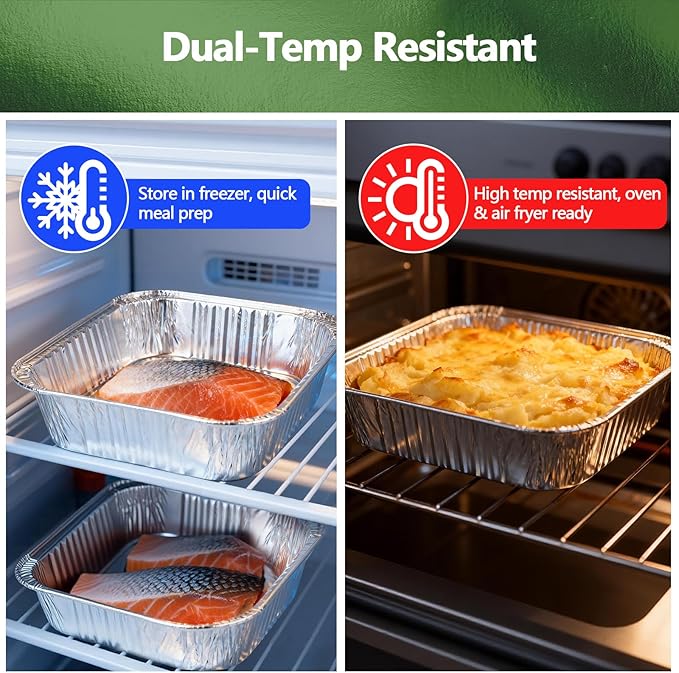 Thickened 20 Pack Heavy Duty Aluminum Pans, 8x8 Small Disposable Aluminum Baking Pans, Square Tin Foil Roasting Tray for Cooking, Meal Prep, Catering, Events, Carton Packaging