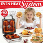 SugarWhisk 2 in 1 Mini Waffle Maker with Removable Plates, Panini Press Sandwich Maker, Sandwich Press, Waflera Electrica, Sandwichera Electrica, 4 X 4 Inch Classic Waffle Maker for Kids, White