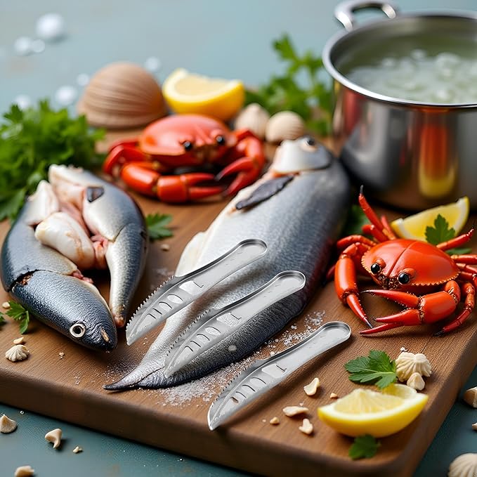 3Pcs Silver Fish Scaler Remover, Stainless Steel Cooking Tools, Seafood Tools, Portable Fish Scale Remover, Fish Cleaning Peeler Scraper Seafood Tools, Specialty Tools and Gadgets