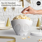 OTOTO New Scary Poppings Microwave Popcorn Popper - Gothic Popcorn Microwave Popper, Silicone Microwave Popcorn, Collapsible Bowl Popcorn Bowls, Halloween Goth Accessories Goth Gifts (White)