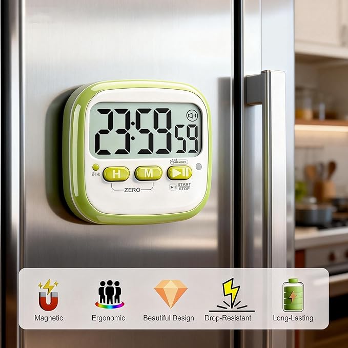 Antonki 2 Pack Classroom Timers for Kids Teachers, Magnetic Countdown Digital Kitchen Timer for Cooking, Study, Exercise, Games, Time Mangement - Loud/Silent Mode - Battery Included