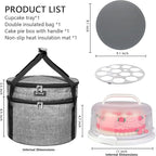 10 inch Round Cake Carrier Box with Lid and Handle, Transportation Insulated Bag for Cakes, Cupcakes and Pies, Triple Locking Design for Safe Transportation (Grey, 5.5 Inches High)