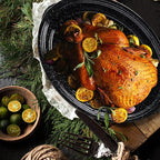 Roasting Pan 18.3 inch Roaster Pan Set Enamel Oven Roaster Pan with Lid for Turkey Chicken Cookware