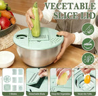 Unokit Stainless Steel Salad Spinner - Large Spinner with Non-Slip Base and 5 Blade Slicers, Dishwasher Safe Lettuce Spinner for Efficient Salad Preparation and Food Washing in Kitchen