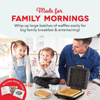 Dash No-Drip Waffle Maker - Makes Four Waffles at Once for Hassle-Free Breakfasts - Dual Nonstick Heating Plates & Quick Heat-Up System - Easy-Release Surface - Silver