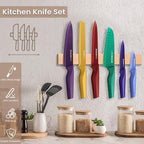 Astercook Knife Set, 12 Pcs Color-Coded Kitchen Knives Set, 6 Color Anti-Rust Coating Stainless Steel Chef Knife Sets with 6 Blade Guards Dishwasher Safe
